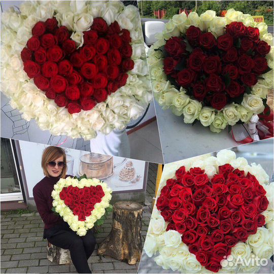 51 роза, 85 роз, 101 роза сердцем