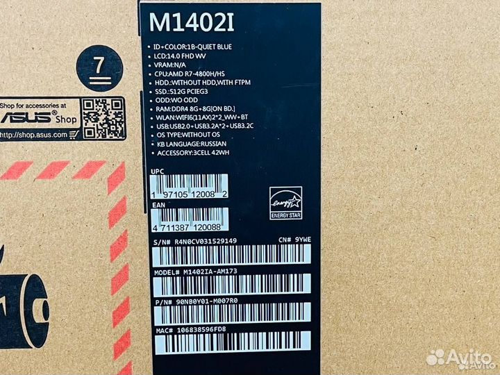 Новый ноутбук asus Ryzen 7 4800H/RAM 16 гб/SSD 512