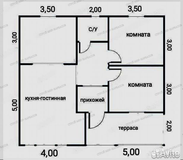 Каркасный дом 9х8м с верандой