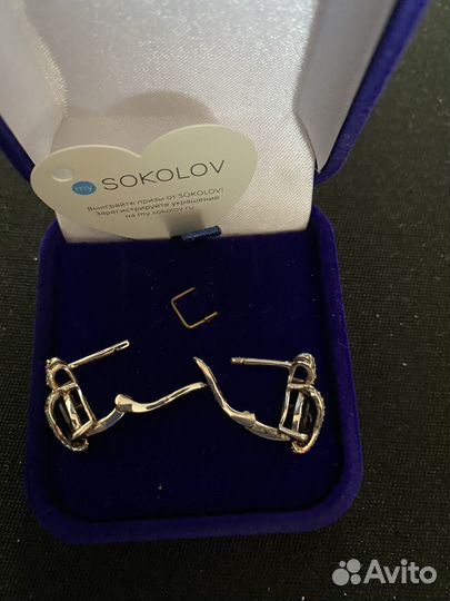 Серьги серебро sokolov
