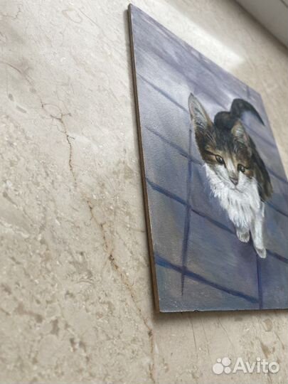 Картина маслом на холсте кошка