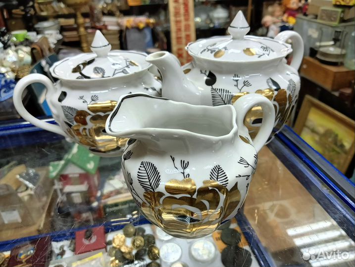 Сервиз чайный остатки с дефектами Вербилки Золот
