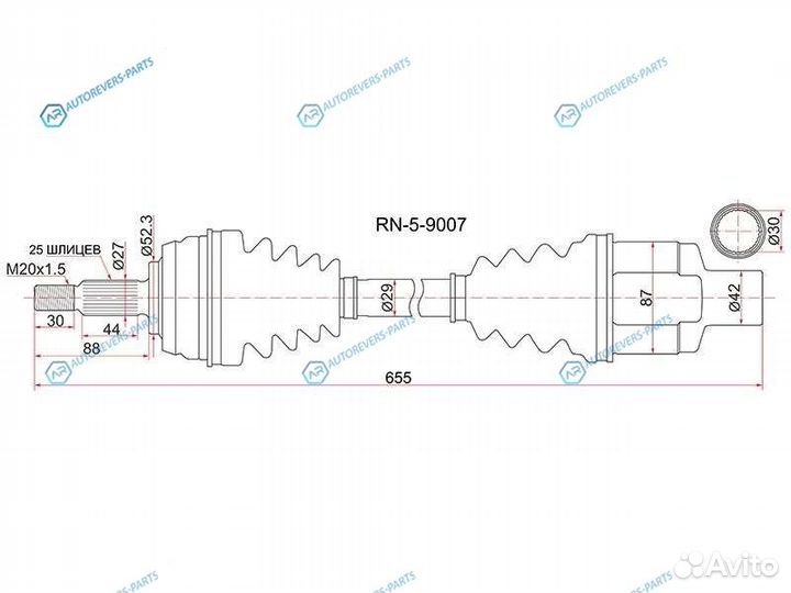 RN-5-9007 Привод в сборе FR RH renault duster 10