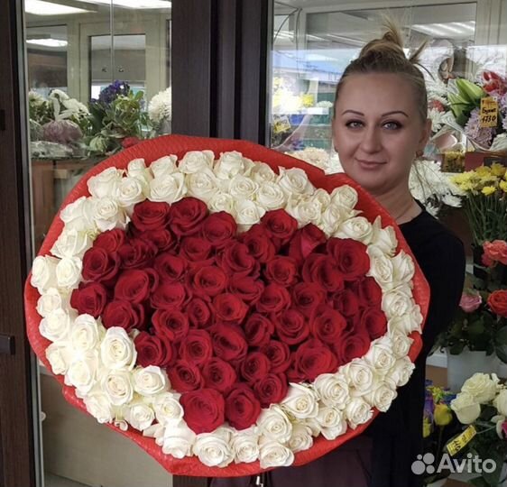 Сердце из роз.букет роз