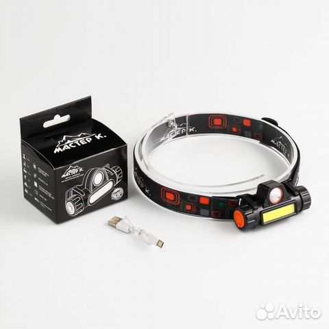 Фонарь налобный аккумуляторный, 5 Вт, 140 лм