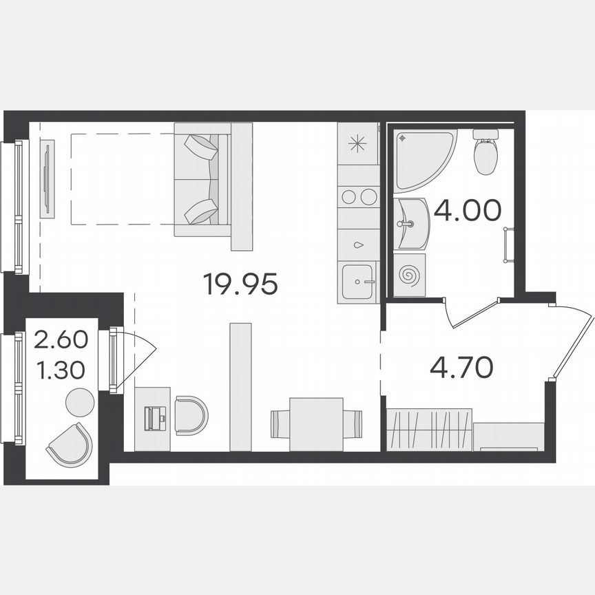 Квартира-студия, 30 м², 12/15 эт.