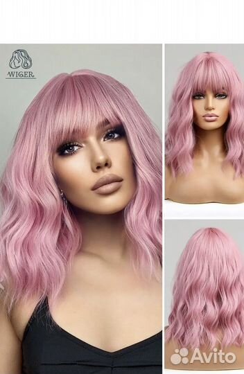 Парик розовый каре новый
