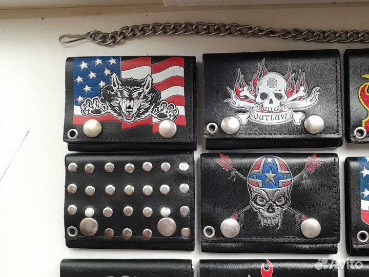 Кожаный байкерский бумажник на цепочке