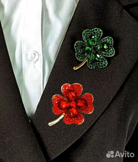 Брошь, Клевер Зелёный и Клевер Красный. Новые