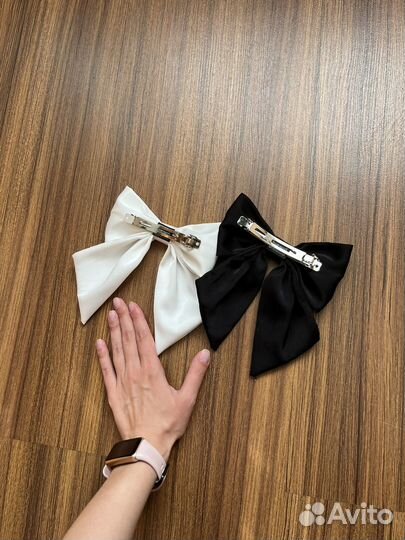 Банты для волос белый черный