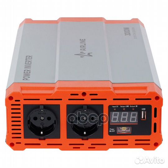 Инвертор автомобильный 12В-220В, 3000 Вт (aeam003)