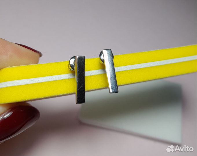 Серьги пуссеты серебро, подвеска