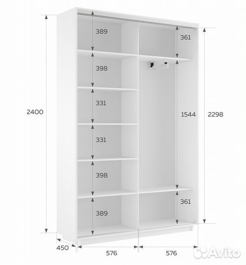 Шкаф-купе Версаль 120-240-45, белый, зеркальный