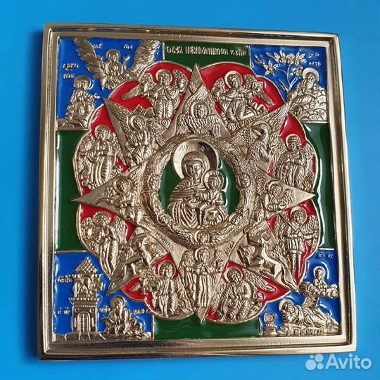 Неопалимая Купина медная икона с эмалью