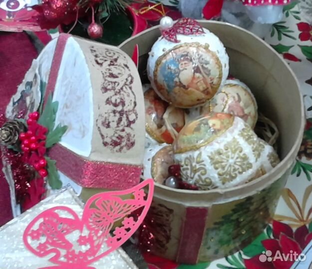Елочные игрушки в винтажном стиле, ручная работа