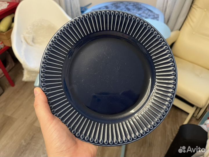 Чашка и тарелка икеа синие