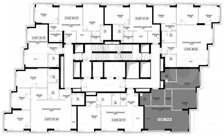 2-к. квартира, 74,4 м², 31/41 эт.