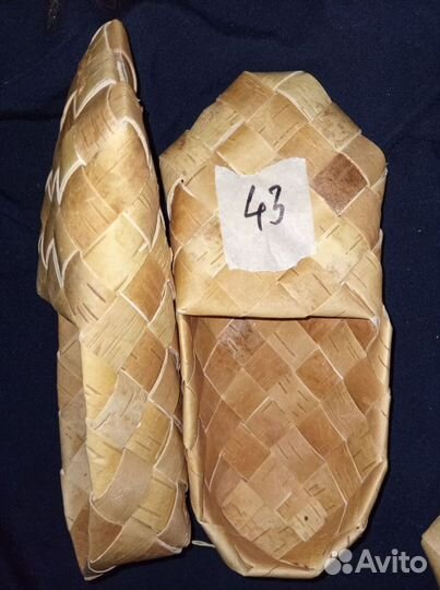 Берестяные лапти (берёзовые) 43 размера