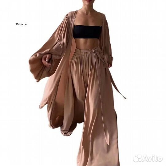 Ф63.Легкий летний бежевый женский костюм