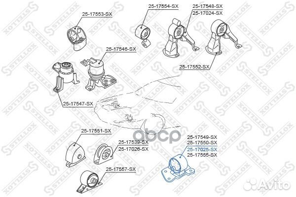 25-17025-SX подушка двс левая Mitsubishi Lance