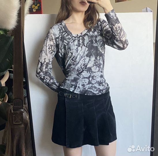 Топ сетка y2k с длинным рукавом