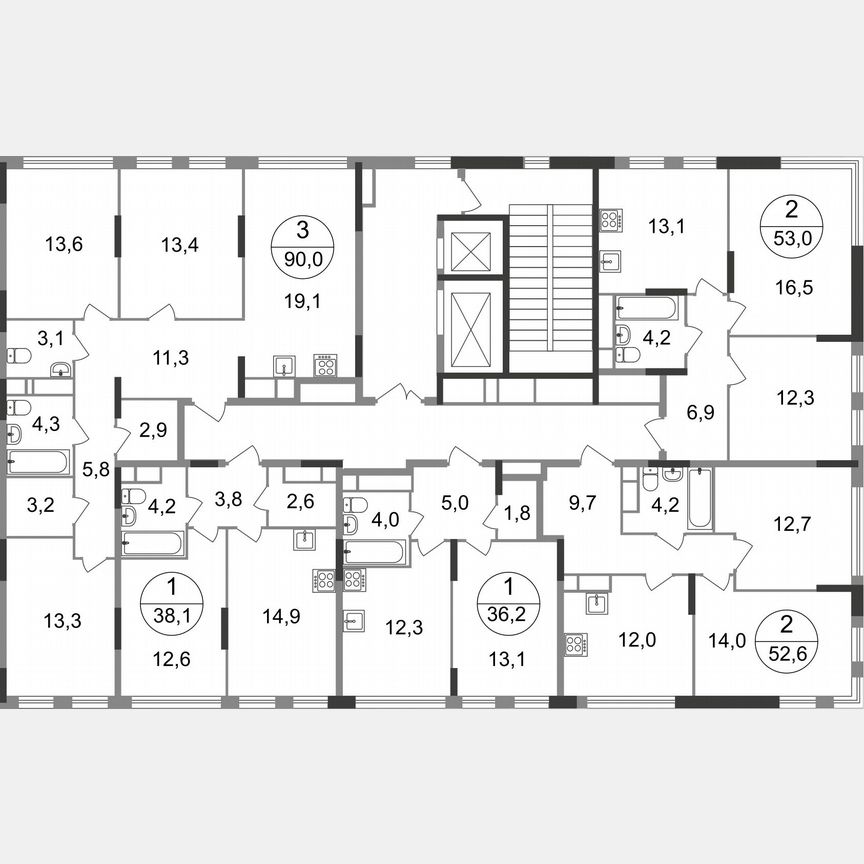 2-к. квартира, 53 м², 16/17 эт.