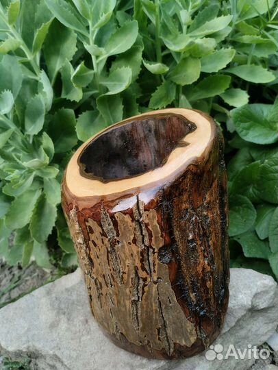 Ваза для цветов декоративная деревянная