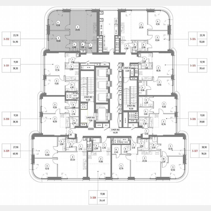 2-к. квартира, 53,6 м², 39/53 эт.