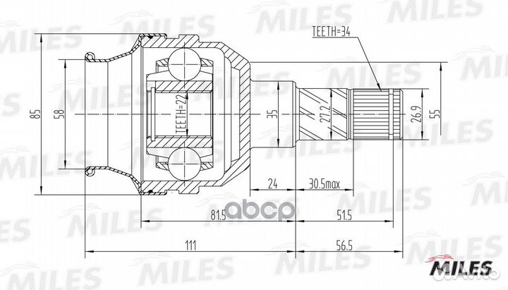 GA10015 miles ШРУС внутренний GA10015 Miles