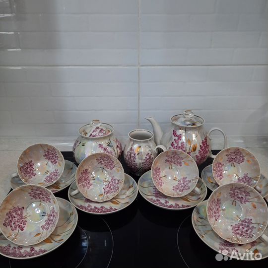Чайный сервиз розовая сирень Дулево
