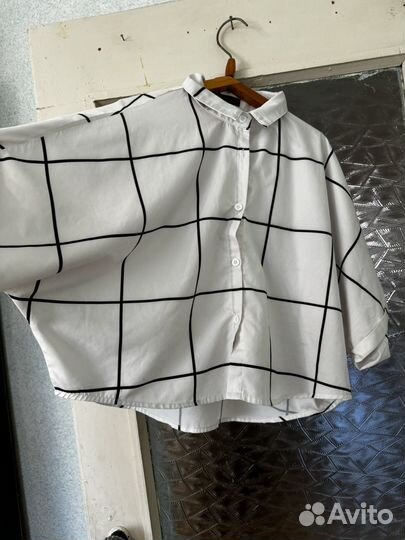 Рубашка женская укороченная в клетку