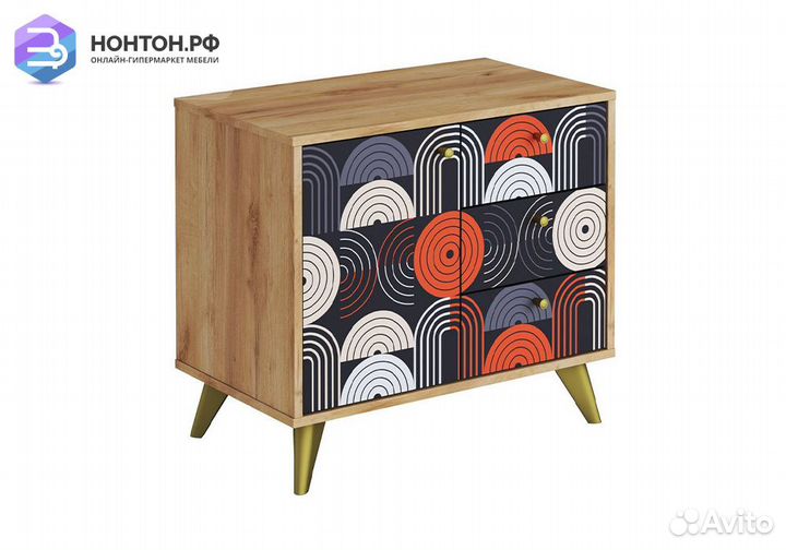 Комод с дверцей Фьюжн vinil / дуб крафт золотой
