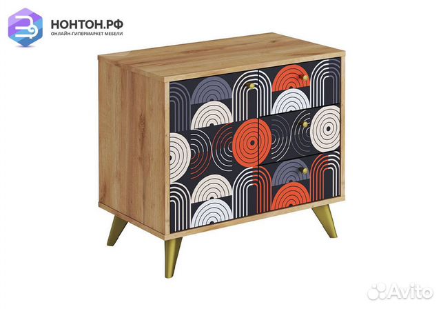 Комод с дверцей Фьюжн vinil / дуб крафт золотой