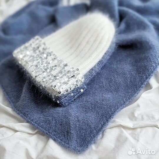 Бини бактус шарф шапка пух норки