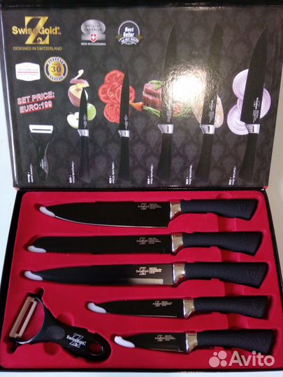 Набор черных кухонных ножей SwissGold