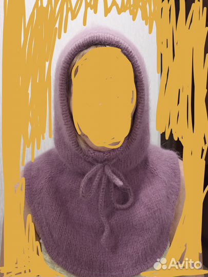 Капор с манишкой, из пуха норки, зимний двойной