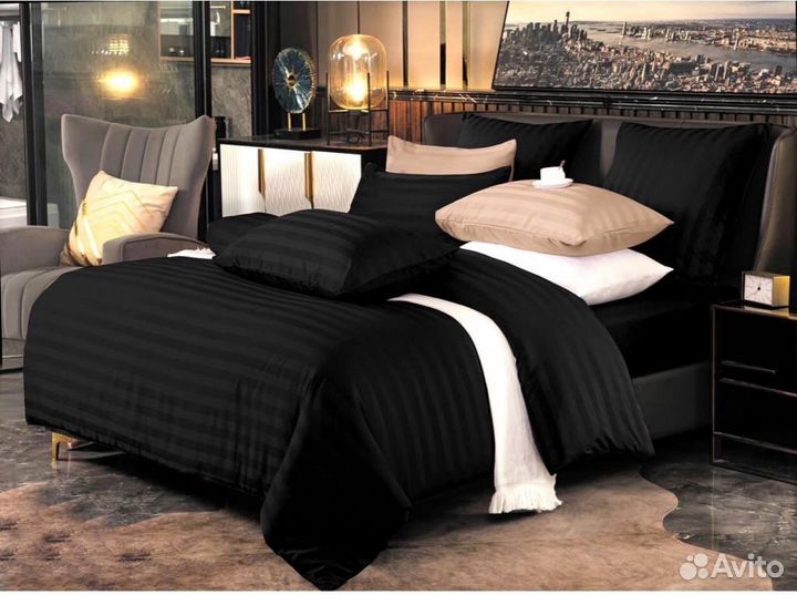 Отельное Белье постельное Страйп-сатин