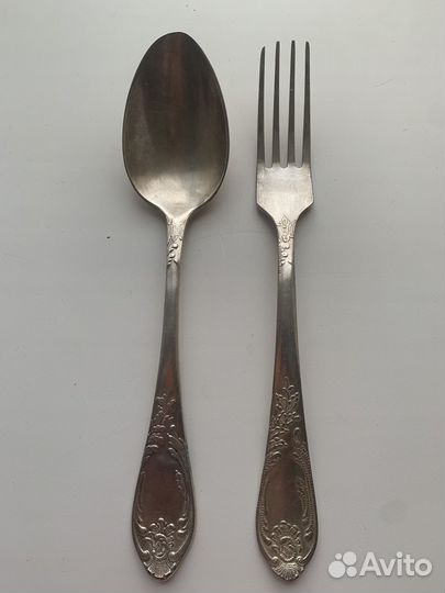 Вилка и ложка мельхиор