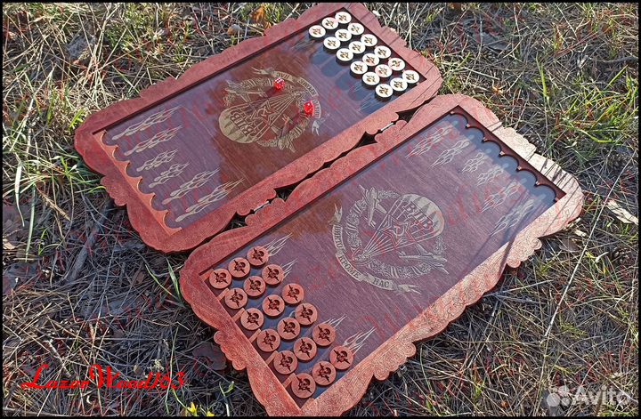 Нарды вдв Стекло Дерево Гравировка