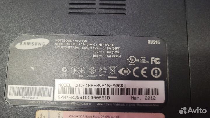 Корпус ноутбука Samsung NP-RV515