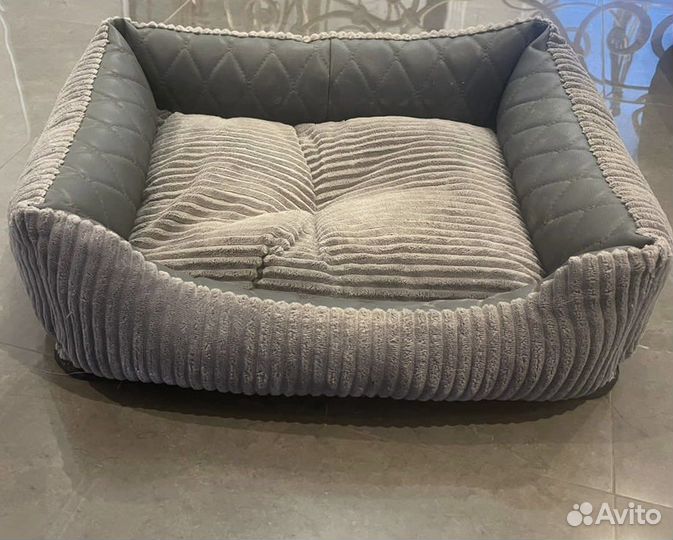 Лежак для собак и кошек foxie Leather серый