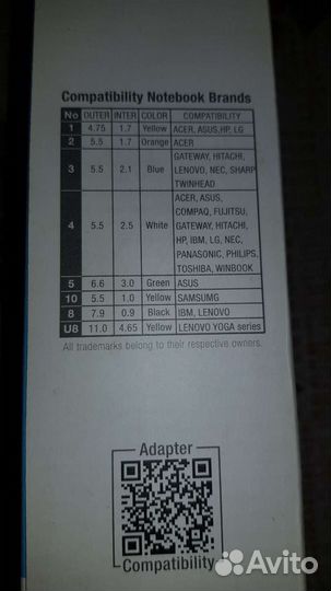 Блок питания Universal Notebook adapter 90w