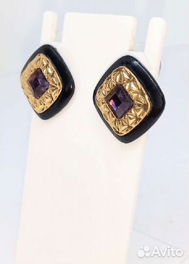 Серьги Пуссет - Кристаллы - Винтаж