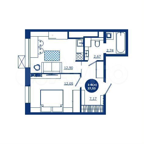 1-к. квартира, 37,5 м², 5/17 эт.
