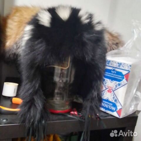 Шапка вязанная норковая и коричневая формовка