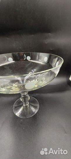 Стеклянная фруктовница СССР яблоки