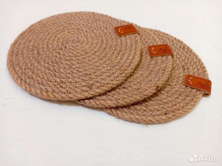 Подставка под горячее джут 13 см комплект 3 шт