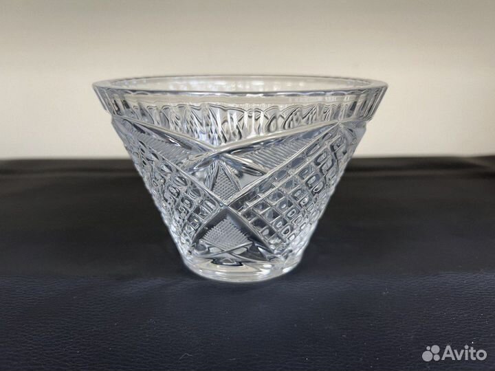 Салатник хрустальный конусный ромбы