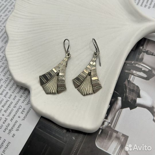 Советские винтажные серьги, серебрение