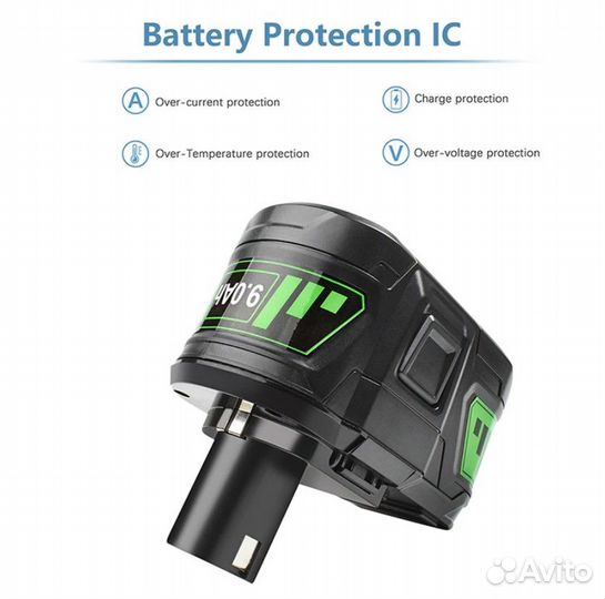 Аккумулятор 18 В Li-ion 9 Ач для Ryobi One+